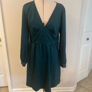 Michael Kors Deep Green (dark emerald) Long Sleeve, Side zipper, Midi Dress